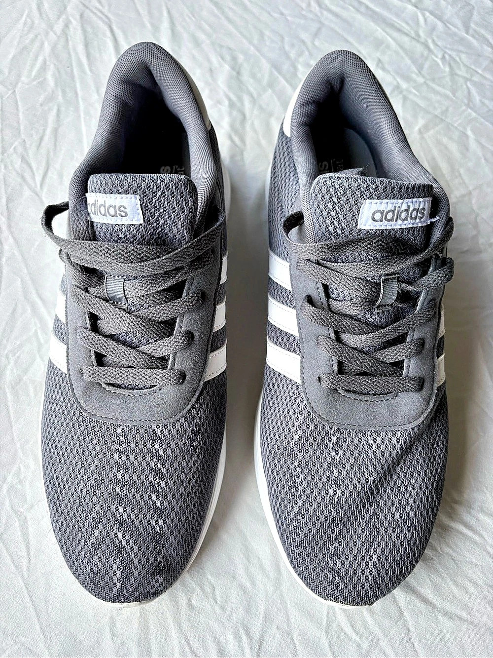 Adidas Lite Racer Gray White Mesh Sneakers Men’s Size 12